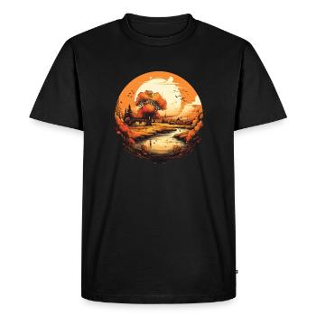 Paysage automnal - T-shirt Premium bio Homme - noir - Devant - Nico (187cm)
