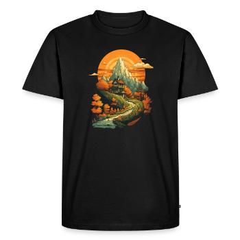 Paysage automnal - T-shirt Premium bio Homme - noir - Devant - Nico (187cm)