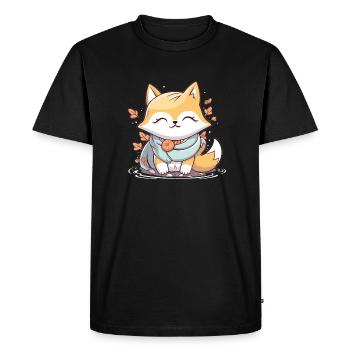 Renard - Style Kawaii - T-shirt Premium bio Homme - noir - Devant - Nico (187cm)