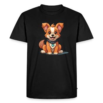 Dog - Kawaii Style - Men's Premium Organic T-Shirt - black - Front - Nico (187cm)