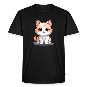 Cat - Kawaii Style - Men's Premium Organic T-Shirt - black - Front - Nico (187cm)
