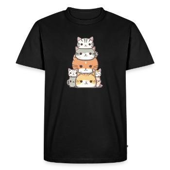 Cat - Kawaii Style - Men's Premium Organic T-Shirt - black - Front - Nico (187cm)