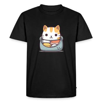 Chat - Style Kawaii - T-shirt Premium bio Homme - noir - Devant - Nico (187cm)