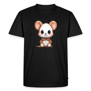 Souris - Style Kawaii - T-shirt Premium bio Homme - noir - Devant - Nico (187cm)