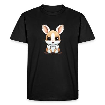 Lapin - Style Kawaii - T-shirt Premium bio Homme - noir - Devant - Nico (187cm)