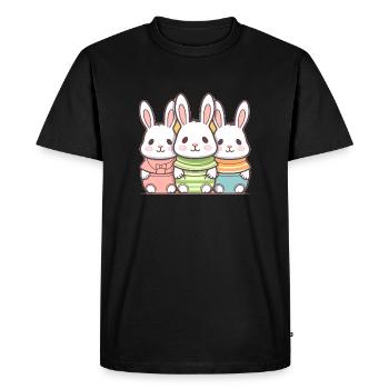 Lapin - Style Kawaii - T-shirt Premium bio Homme - noir - Devant - Nico (187cm)