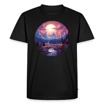 Landscape - Illustration - Men's Premium Organic T-Shirt - black - Front - Nico (187cm)