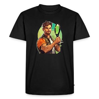 Joueur de tennis - Illustration - T-shirt Premium bio Homme - noir - Devant - Nico (187cm)