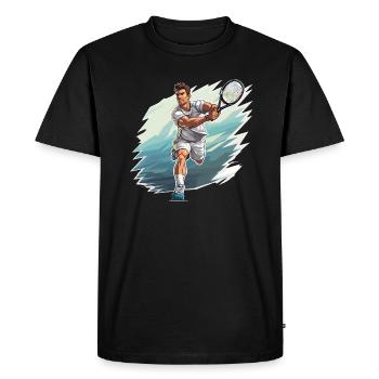 Joueur de tennis - Illustration - T-shirt Premium bio Homme - noir - Devant - Nico (187cm)