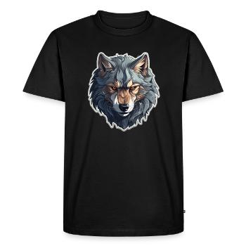 Loup - Illustration - T-shirt Premium bio Homme - noir - Devant - Nico (187cm)