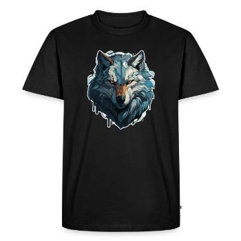 Loup - Illustration - T-shirt Premium bio Homme - noir - Devant - Nico (187cm)