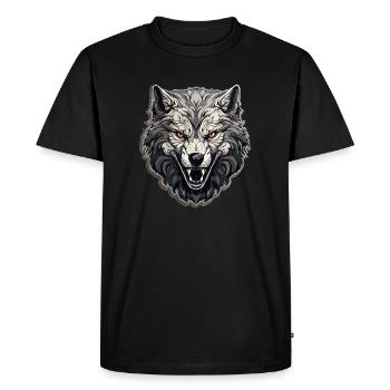 Loup - Illustration - T-shirt Premium bio Homme - noir - Devant - Nico (187cm)