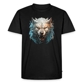 Loup - Illustration - T-shirt Premium bio Homme - noir - Devant - Nico (187cm)