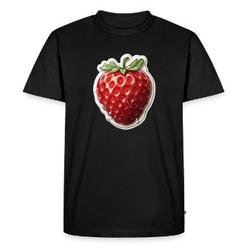 Strawberry - illustration - Men's Premium Organic T-Shirt - black - Front - Nico (187cm)