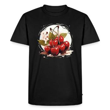 Cerisier - illustration - T-shirt Premium bio Homme - noir - Devant - Nico (187cm)