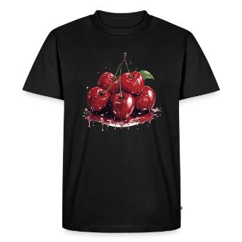 Cerisier - illustration - T-shirt Premium bio Homme - noir - Devant - Nico (187cm)