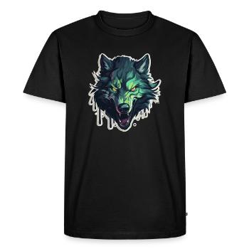 Loup - Illustration - T-shirt Premium bio Homme - noir - Devant - Nico (187cm)