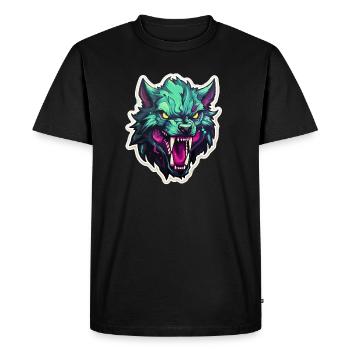 Loup - Illustration - T-shirt Premium bio Homme - noir - Devant - Nico (187cm)