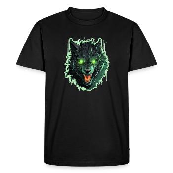 Loup - Illustration - T-shirt Premium bio Homme - noir - Devant - Nico (187cm)