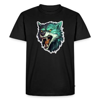 Loup - Illustration - T-shirt Premium bio Homme - noir - Devant - Nico (187cm)