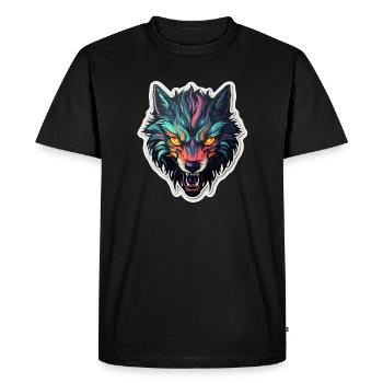 Loup - Illustration - T-shirt Premium bio Homme - noir - Devant - Nico (187cm)