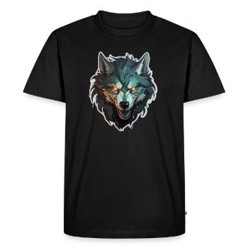 Loup - Illustration - T-shirt Premium bio Homme - noir - Devant - Nico (187cm)