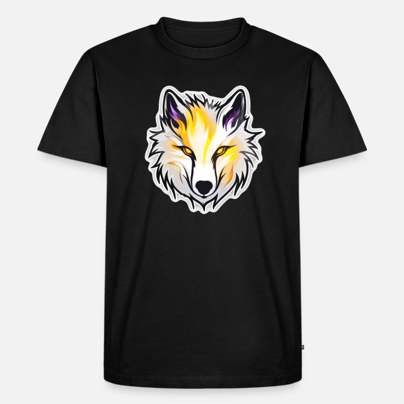 Wolf - Illustration - Männer Premium Bio T-Shirt - Schwarz