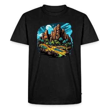 Landscape - Illustration - Men's Premium Organic T-Shirt - black - Front - Nico (187cm)