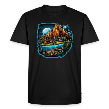 Landscape - Illustration - Men's Premium Organic T-Shirt - black - Front - Nico (187cm)