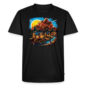 Landscape - Illustration - Men's Premium Organic T-Shirt - black - Front - Nico (187cm)
