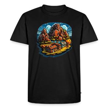 Landscape - Illustration - Men's Premium Organic T-Shirt - black - Front - Nico (187cm)