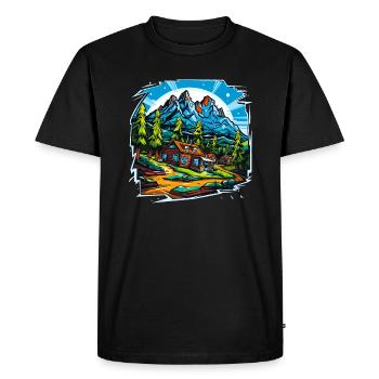 Landscape - Illustration - Men's Premium Organic T-Shirt - black - Front - Nico (187cm)