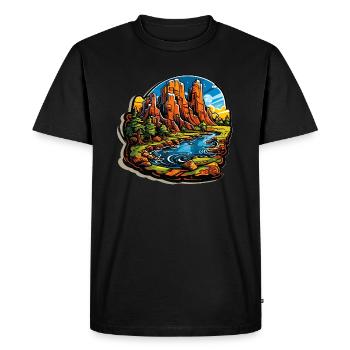 Landscape - Illustration - Men's Premium Organic T-Shirt - black - Front - Nico (187cm)
