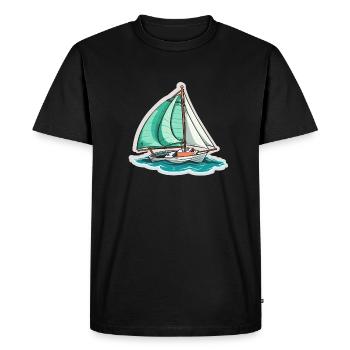 Sailboat - illustration - Men's Premium Organic T-Shirt - black - Front - Nico (187cm)