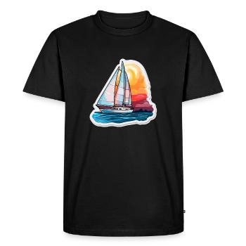 Sailboat - illustration - Men's Premium Organic T-Shirt - black - Front - Nico (187cm)