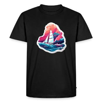 Sailboat - illustration - Men's Premium Organic T-Shirt - black - Front - Nico (187cm)