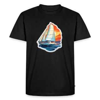 Sailboat - illustration - Men's Premium Organic T-Shirt - black - Front - Nico (187cm)