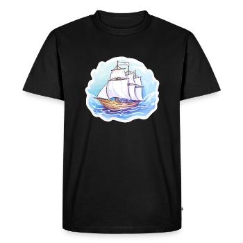 Sailboat - illustration - Men's Premium Organic T-Shirt - black - Front - Nico (187cm)