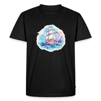 Sailboat - illustration - Men's Premium Organic T-Shirt - black - Front - Nico (187cm)