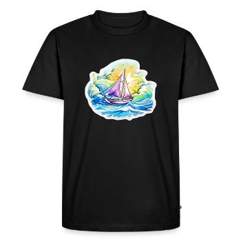 Sailboat - illustration - Men's Premium Organic T-Shirt - black - Front - Nico (187cm)