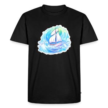 Sailboat - illustration - Men's Premium Organic T-Shirt - black - Front - Nico (187cm)