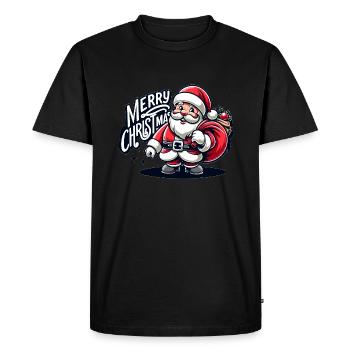 Joyeux Noël - Illustration du Père Noël - T-shirt Premium bio Homme - noir - Devant - Nico (187cm)