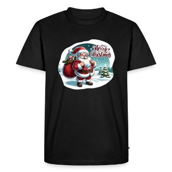 Joyeux Noël - Illustration du Père Noël - T-shirt Premium bio Homme - noir - Devant - Nico (187cm)