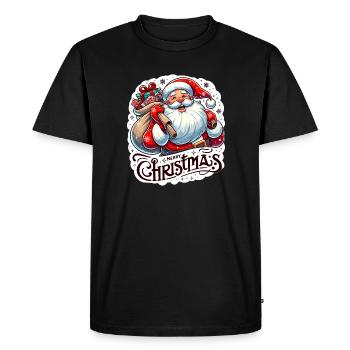 Joyeux Noël - Illustration du Père Noël - T-shirt Premium bio Homme - noir - Devant - Nico (187cm)