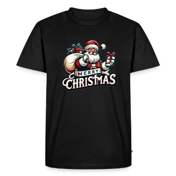 Joyeux Noël - Illustration du Père Noël - T-shirt Premium bio Homme - noir - Devant - Nico (187cm)