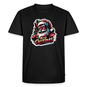 Joyeux Noël - Illustration du Père Noël - T-shirt Premium bio Homme - noir - Devant - Nico (187cm)