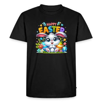Joyeuses Pâques - Illustration de lapin de Pâques - T-shirt Premium bio Homme - noir - Devant - Nico (187cm)