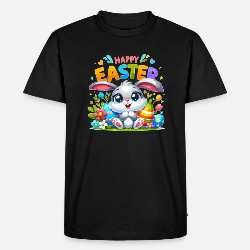 Happy Easter - Easter Bunny Illustration - Men's Premium Organic T-Shirt - black