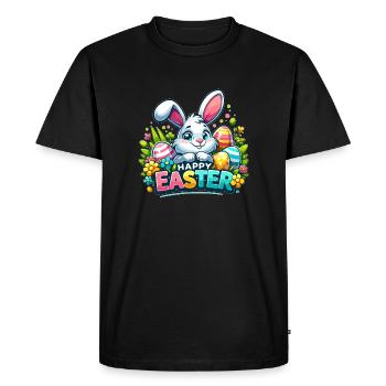 Joyeuses Pâques - Illustration de lapin de Pâques - T-shirt Premium bio Homme - noir - Devant - Nico (187cm)