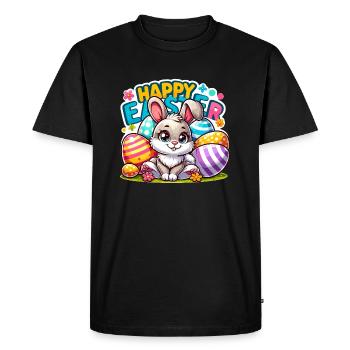 Joyeuses Pâques - Illustration de lapin de Pâques - T-shirt Premium bio Homme - noir - Devant - Nico (187cm)